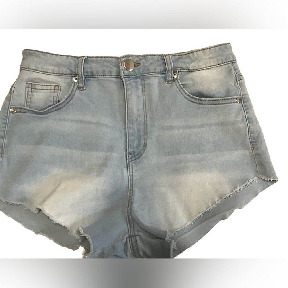Fashion Nova Blue Distressed Jean Shorts Size 9